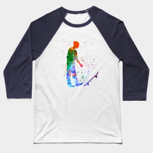 Man skateboard in watercolor Baseball T-Shirt